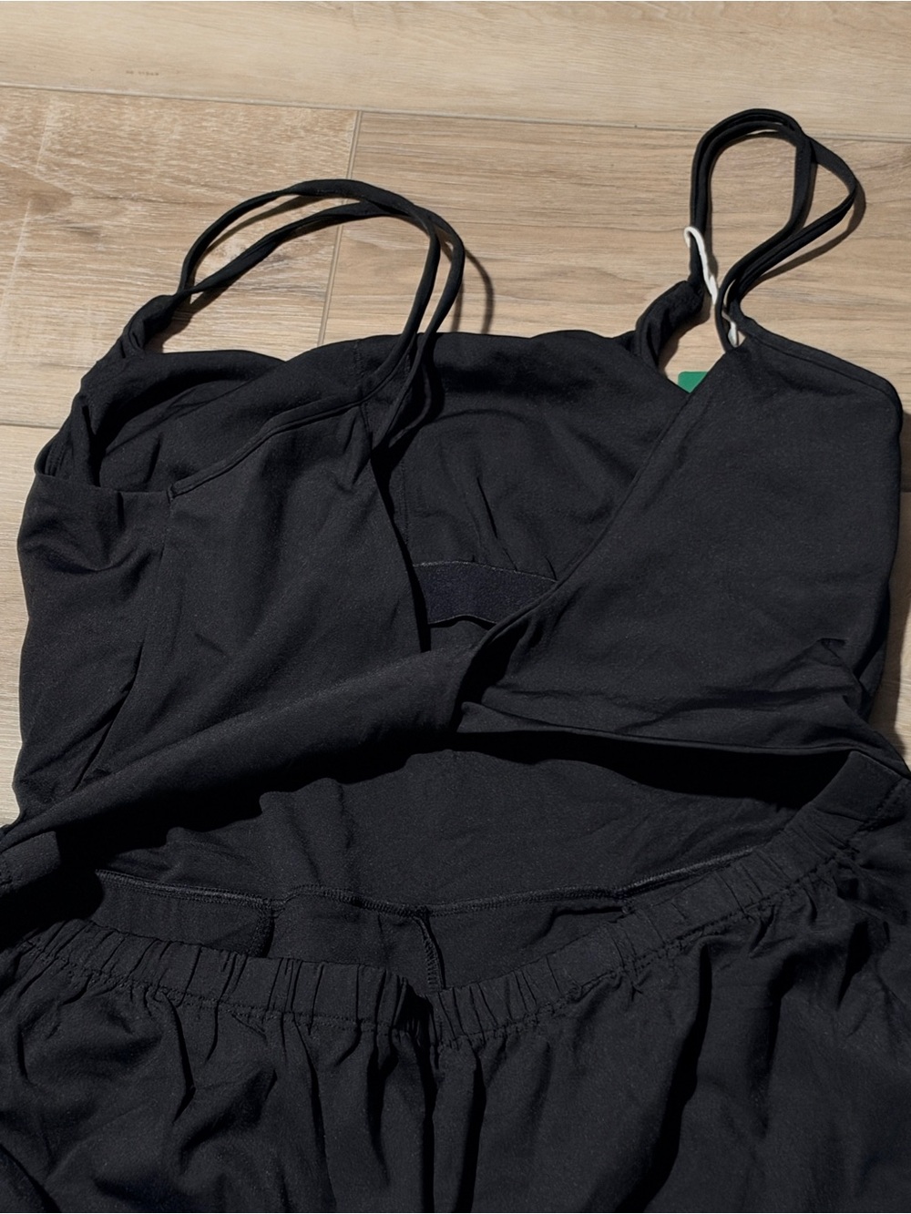 Halara Black Wide-Leg Strappy Easy Peezy Twisted Back Jumpsuit Size Large - Picture 4 of 6